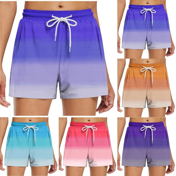 Bovxnpu Plus Size Shorts for Women Lounge Shorts Womens Dressy Casual Shorts Beach Vacation Clothes Women's High Waist Non Stretch Printed Casual Shorts