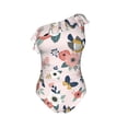 thumbnail image 4 of Yiaed Rose Flowers Print Women One Piece Swimsuits Tummy Control One Shoulder Bathing Suits Pattern Ruffle Swimwear-Large, 4 of 8