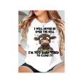 thumbnail image 1 of 1pc Women's Funny Cartoon Cow Graphic T-Shirt - "i Will Never Be over the Hill" Humorous Print, Vibrant Yellow, Soft Polyester Blend, Relaxed Fit Round Neck Short Sleeve Tee for all-Season Casual &am, 1 of 7