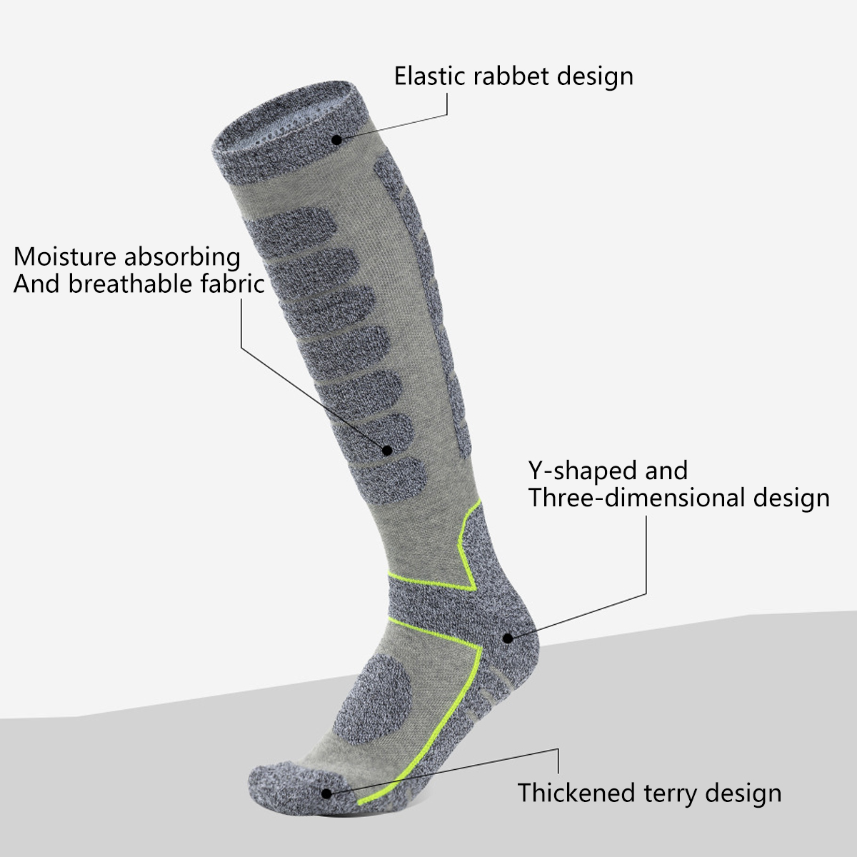 2 Paires Chaussettes Ski Laine Mérinos Hautes Genou - 75% Laine, Thermiques, Respirantes - Taille EU 39-44 Unisex - 2