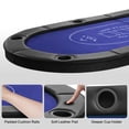 thumbnail image 3 of 72" Oval Foldable Poker Table for 8 Players, Blackjack Texas Holdem Table with Water-Resistant Cushioned Rail, Cup Holders, Felt Surface, Portable Folding Card Board Game Table, Navy Blue, 3 of 7
