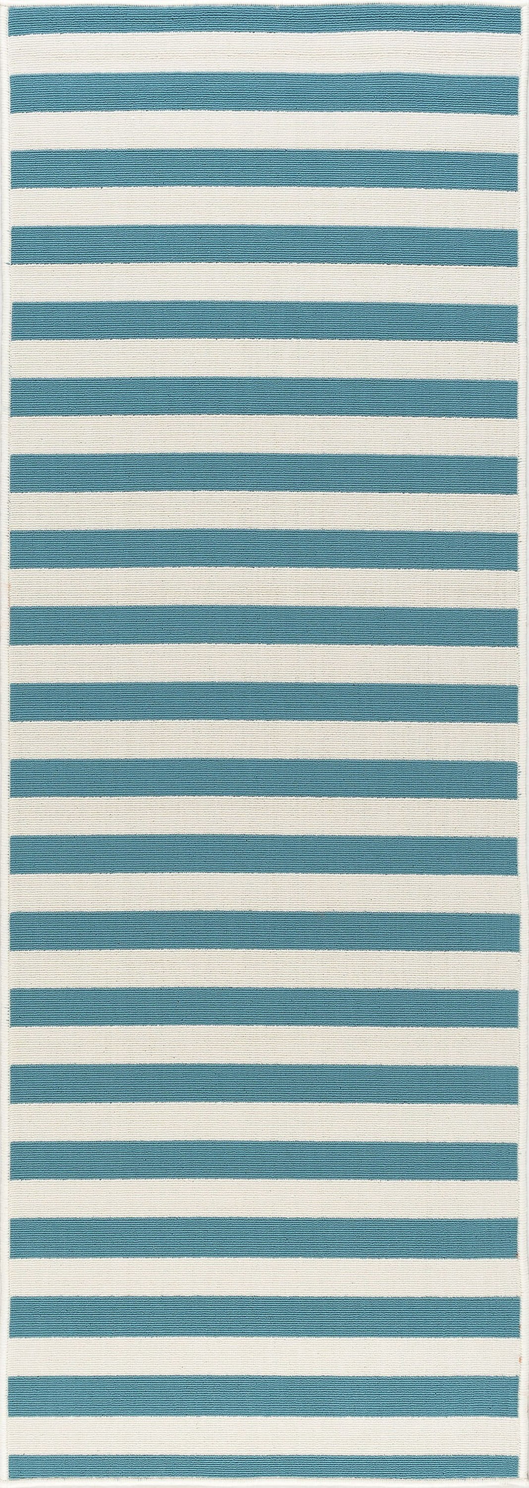 3x8 Water Resistant, Indoor Outdoor Runner Rugs for Patios, Hallway, Entryway, Deck, Porch, Balcony or Kitchen | Outside Area Rug for Patio | Aqua, Stripe | Size: 2'7'' x 7'3''