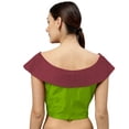 thumbnail image 3 of eloria Women's Art Silk Boat Neck Sleevless Partywear Filler Blouse Top, Color : Parrot Green & Red, 3 of 6