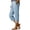Light Blue, variant on Women's Cotton Linen Capri Pants, Drawstring Waist Side Slit Casual Cropped Pants, Button Detail Boho Summer Pants for Daily Wear, Workout, Hiking and Relaxed Outfits Beige L