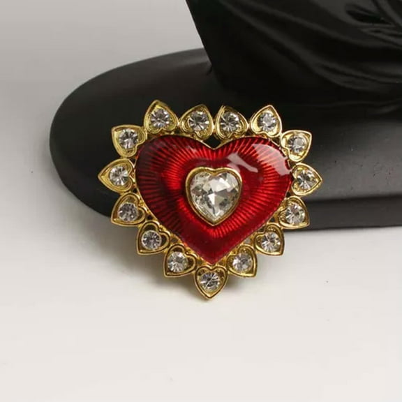 GKNET Creative Red Heart Brooches for Women Luxury Love Corsage Fashion Brooch Pin-Love