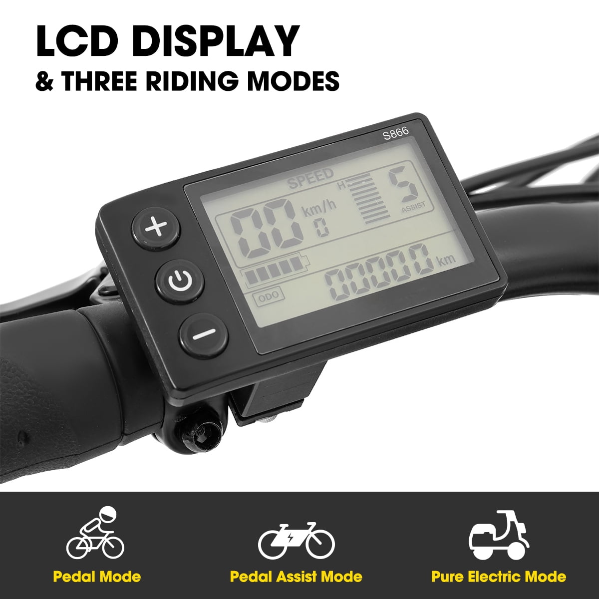 Hiland 26" Cruiser Electric Bike for Adults, 36V Removable Battery, 500W E-Bike Motor 20mph, LCD Display, Black