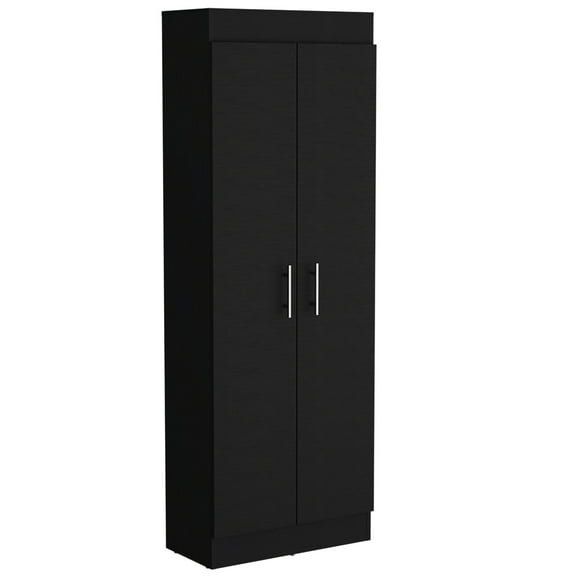 Kitchen Pantry Cabinet , Black, Engineered Wood For Longevity 12"h X 10.4"d Shelves, Practical Storage