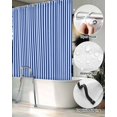 thumbnail image 5 of Split Shower Curtain for Transfer Bench, Navy Blue Stripe Fabric Shower Curtains for Bathroom, Modern White Vertical Striped Geometric Tub Sliding Transfer Bench Waterproof Bath Curtains 72"x78", 5 of 9