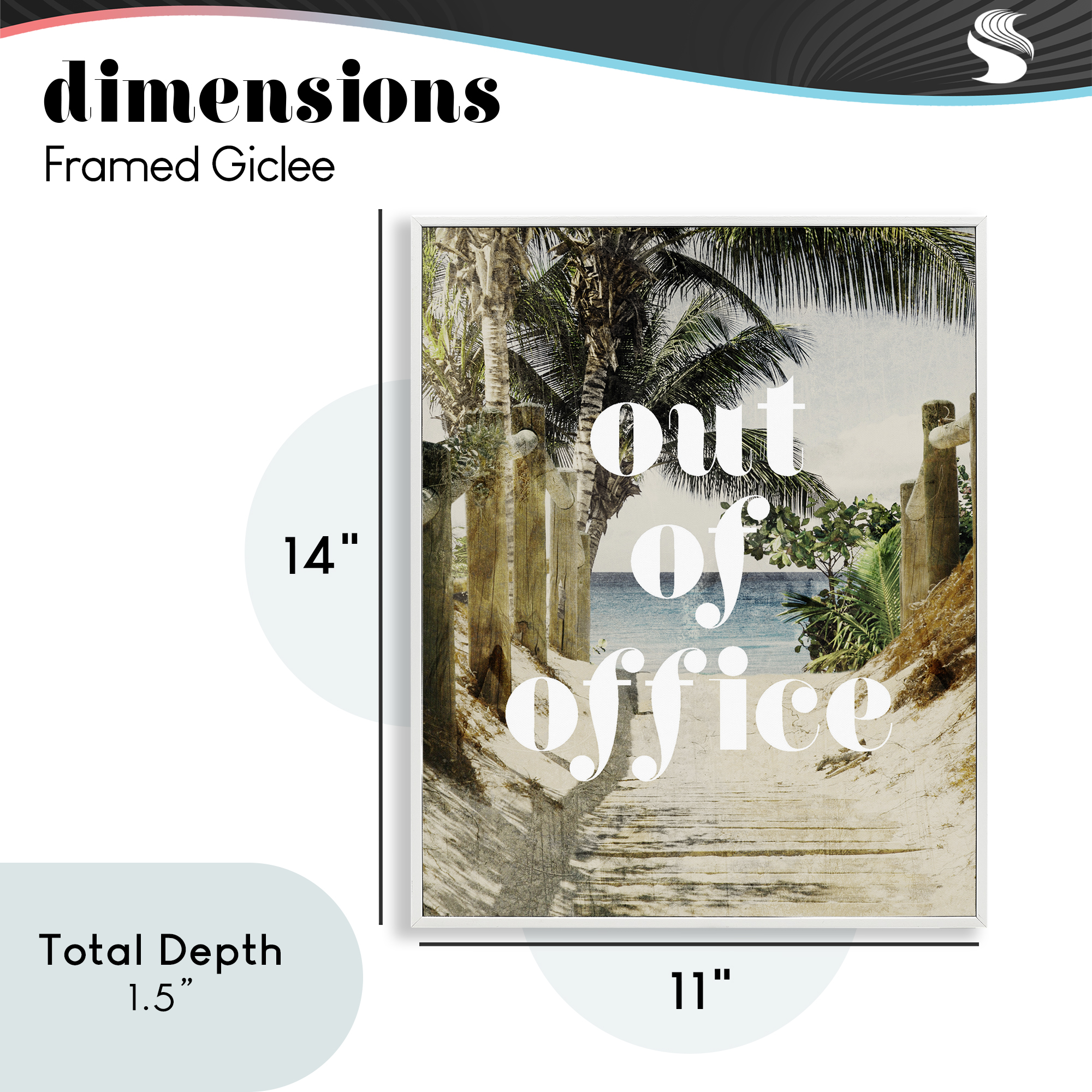 Out of Office Beach Path White Framed Giclee Art, design by Lil' Rue