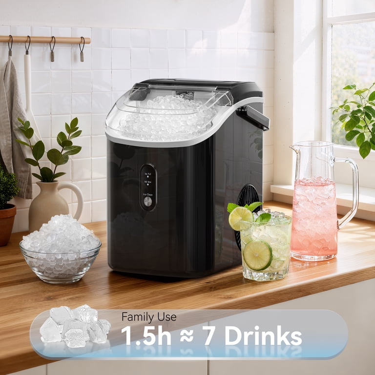 Goosiay 33-Pound Nugget Ice Maker, Stainless Steel Black photo 3