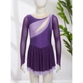 thumbnail image 4 of Haitryli Girl's Sparkly Rhinestone Long Sleeve Ballet Lyrical Modern Dance Dress Figure Ice Skating Dress Skating wear Purple 8, 4 of 7