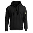thumbnail image 4 of Wuxian Men's Hoodie With Zip Pocket Fall Winter Casual Quarter Zip Pullover Tops Long Sleeve Hooded Sweatshirts, 4 of 4