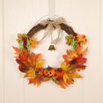thumbnail image 5 of Ventas promocionales 30 cm Corona artificial de otoño Hoja de arce Cosecha Calabaza Baya Puerta delantera Colgante Campanas Decoración, 5 of 5