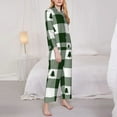 thumbnail image 4 of Junzan Green White Lumberjack Plaid Print Womens Pajama Sets,Long Sleeve Button Down For Women Pjs 2 Piece, 4 of 9