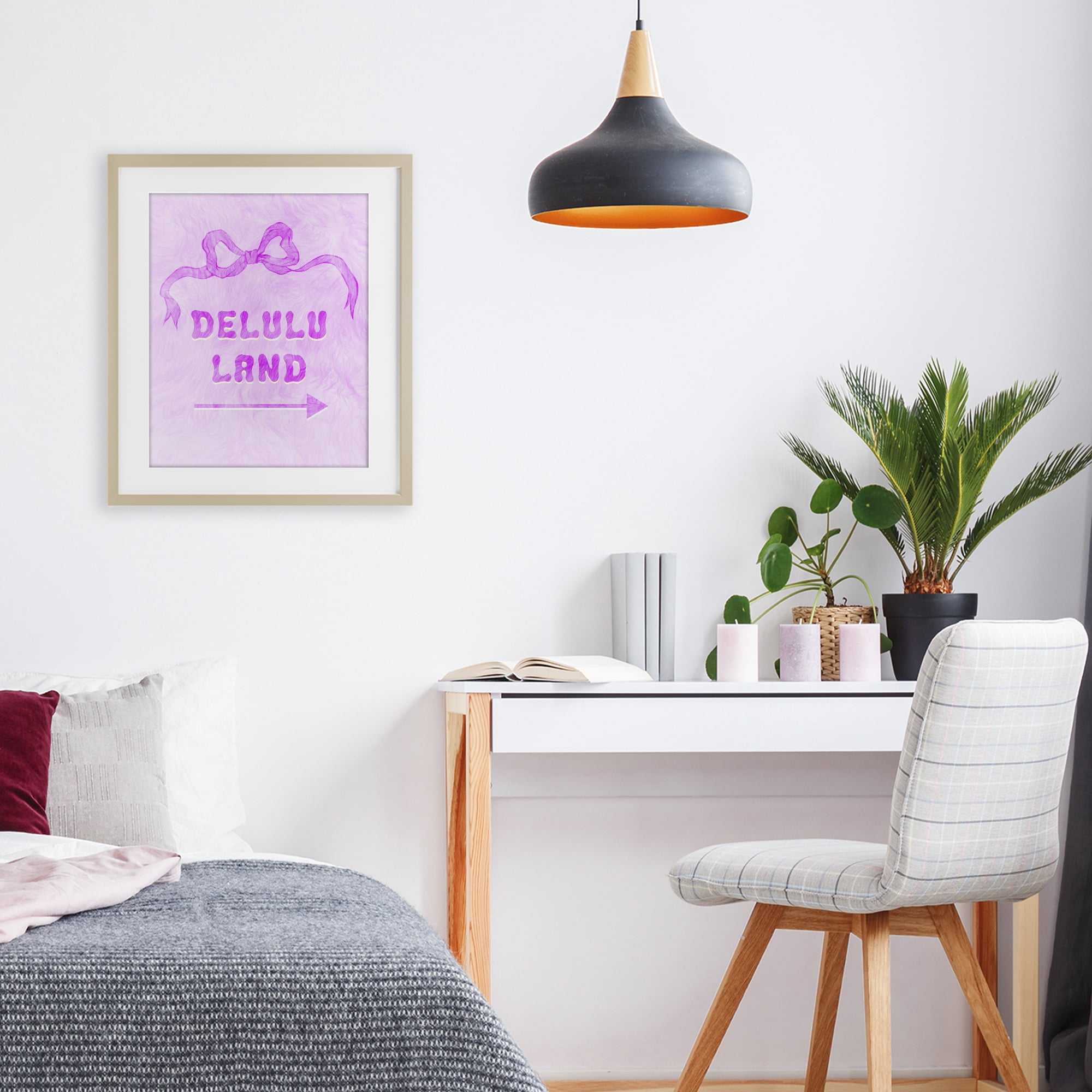 Stupell Industries Delulu Land Feminine Ribbon Birch Framed Print Under Glass, design by Ziwei Li