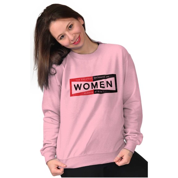 Girl Power Strong Mechanic Humor Women Crewneck Sweatshirt Brisco Brands 2X