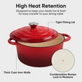 thumbnail image 3 of Daluvenix 6qt Enameled Cast Iron Dutch Oven Pot with Lid for Bread,Non-Stick Cookware with Dual Handles for Cooking & Roasting, Red, 3 of 8