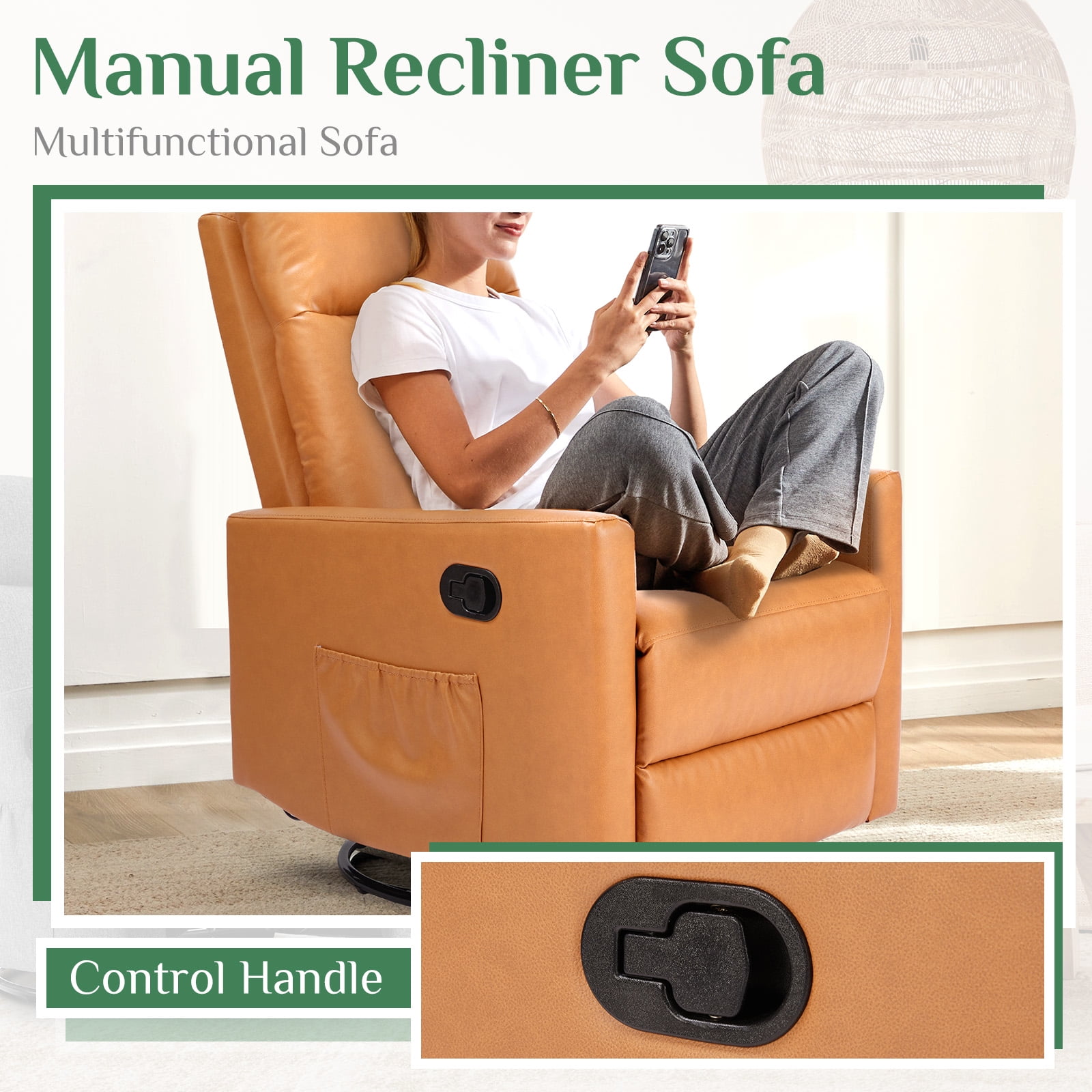 MCQ Swivel Recliner Chair, Glider Rocking Recliners for Living Room, Nursery Massage Chairs