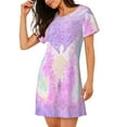 thumbnail image 2 of Easygdp Purple Sparkling Butterfly Camisón de manga corta para mujer, informal, estampado, 2 of 6