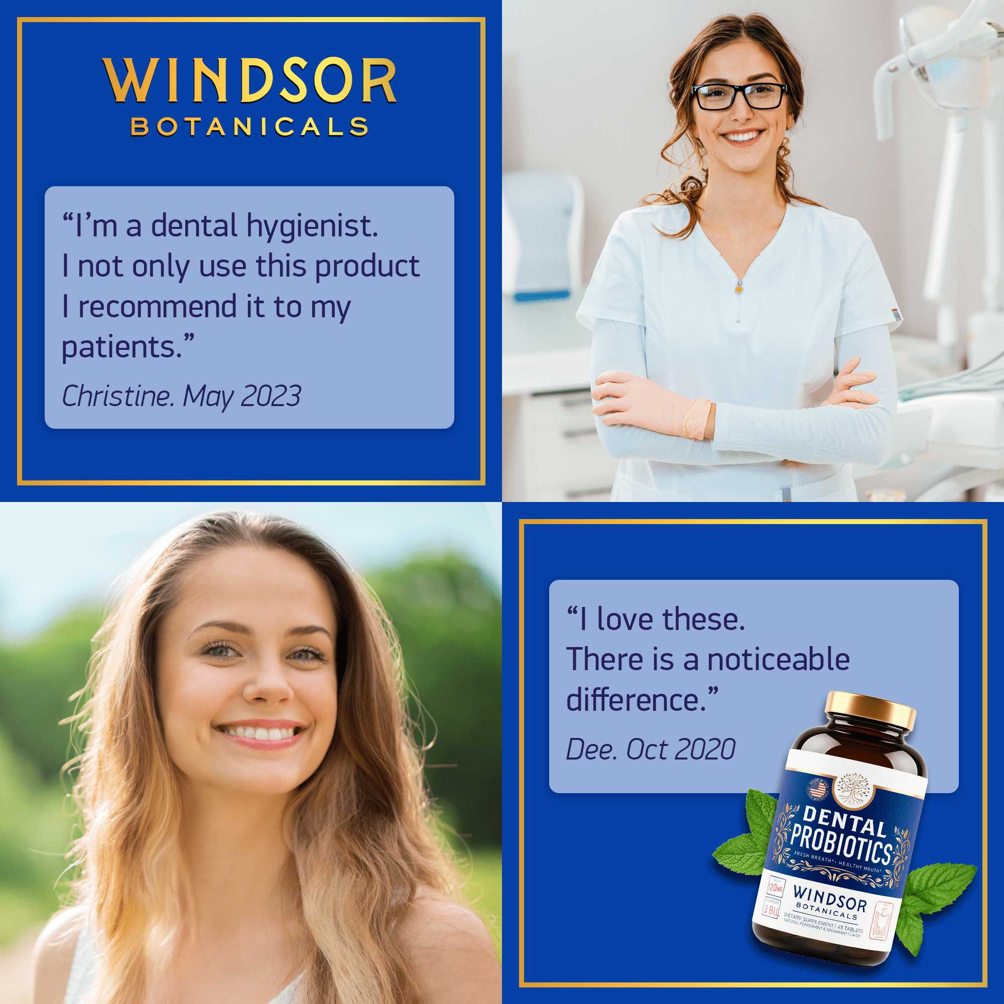 Windsor Botanicals Dental Probiotics for Bad Breath - 3bn CFU - 45 Tablets