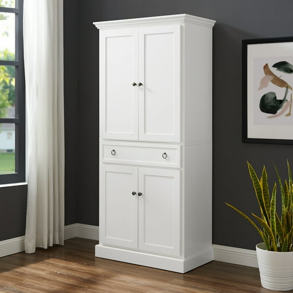 Kitchen Pantry Cabinet - White Storage Cabinet with Adjustable Shelves & Drawer - 18"D x 33"W x 72"H