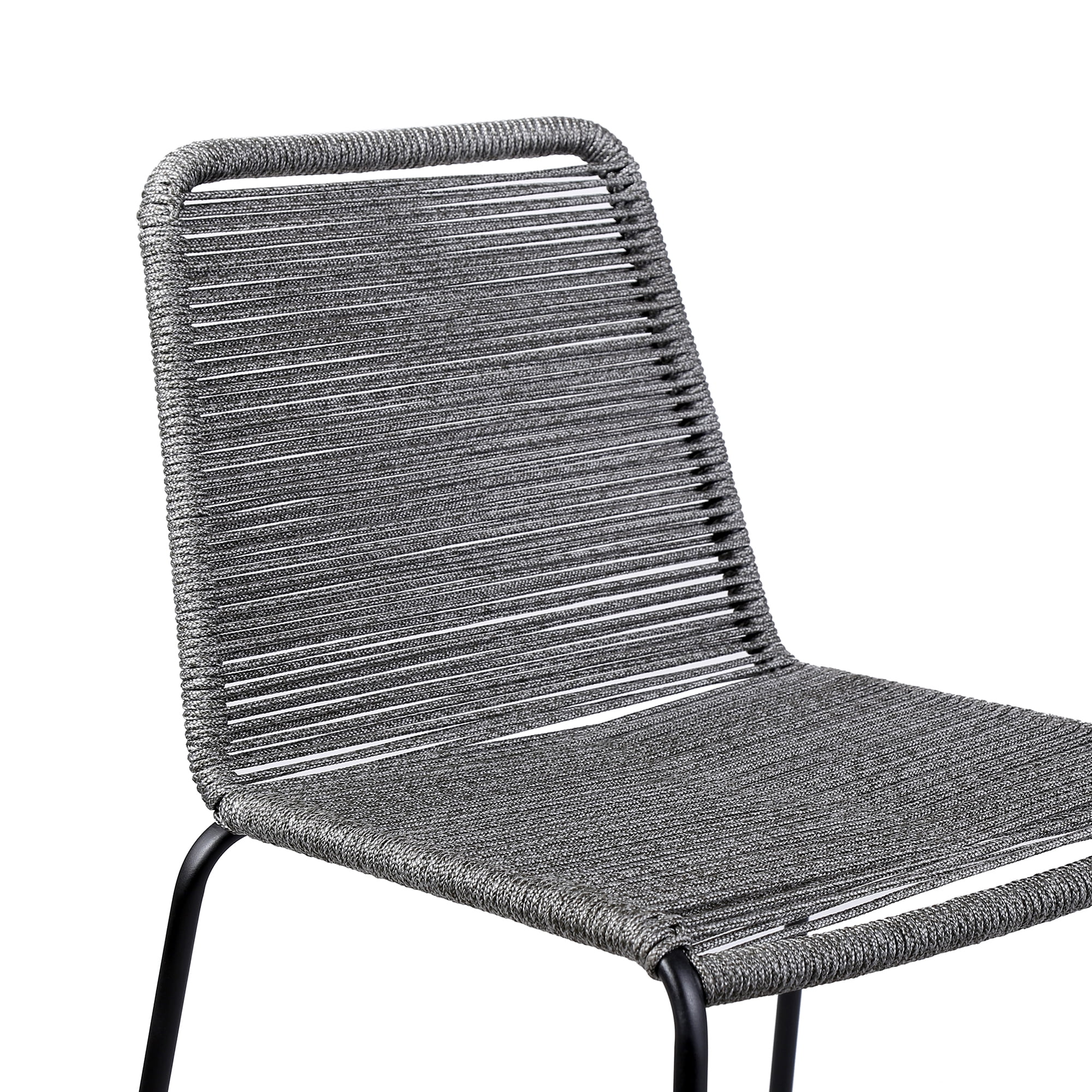 Shasta 30" Outdoor Metal and Gray Rope Stackable Barstool - Set of 6