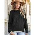 thumbnail image 3 of Women'S Fall Winter Fashion Round Neck Long Sleeve Colorblock Sweater Tops Chunky Knit Pullover Sweaters Black XL, 3 of 8