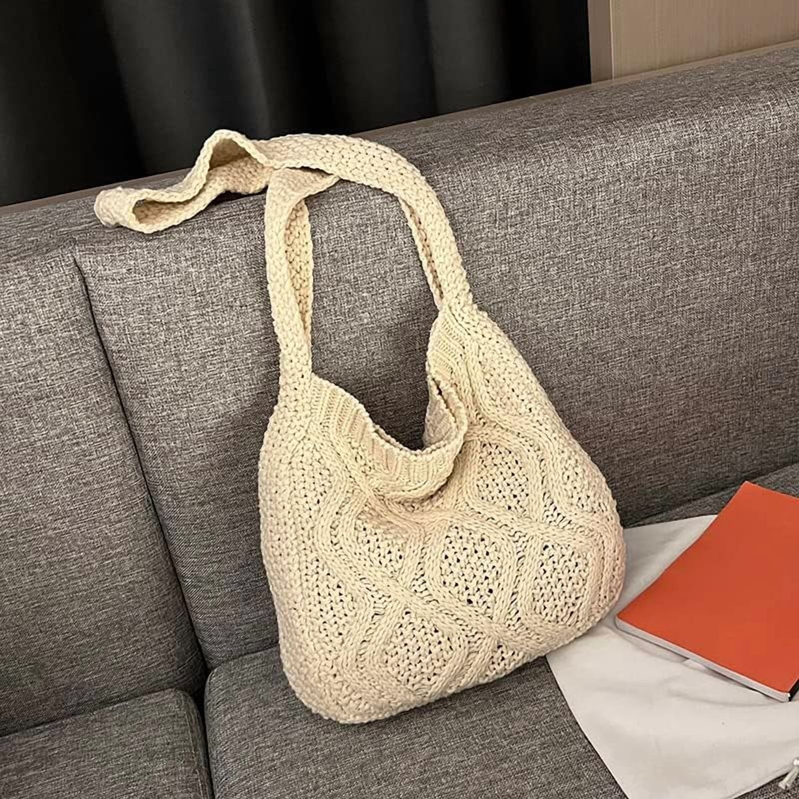 Women's Crochet Tote Bag Knitted Aesthetic Shopping Bag Cute Purses Crocheted Hobo Bag