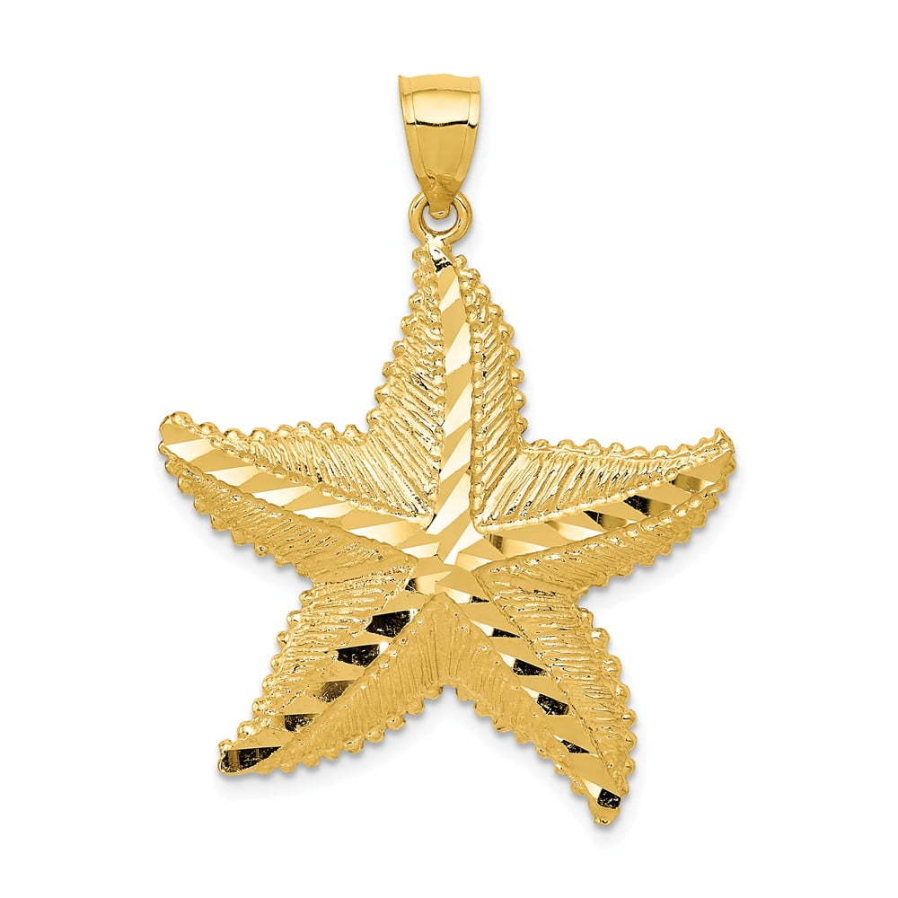 Mia Diamonds 14k Yellow Gold Diamond-cut Polished Sea Turtle Pendant