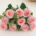 thumbnail image 4 of Artificial Silk Rose Bouquet with 10 Stems for Wedding Party Home Decor in White Pink Red, 4 of 6