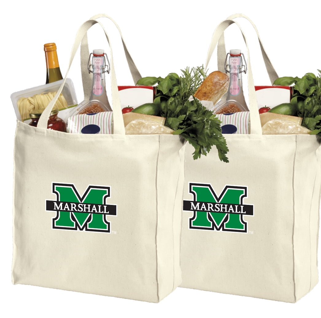 Marshall University Shopping Bags or Cotton Marshall Grocery Bags 2 Pc Set