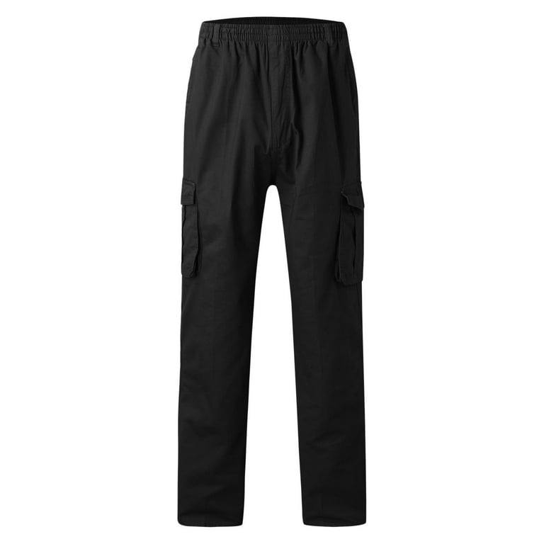 kpoplk Mens Joggers Sweatpants,Men Printed Baggy Sweatpants Pockets High  Waist Joggers Pants Contrast Color Sporty Trousers(Black,XXL)