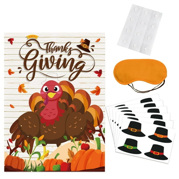 Sofullue Pin the Hat on the Turkey Thanksgiving Party Game Festival Fall Party for Kids