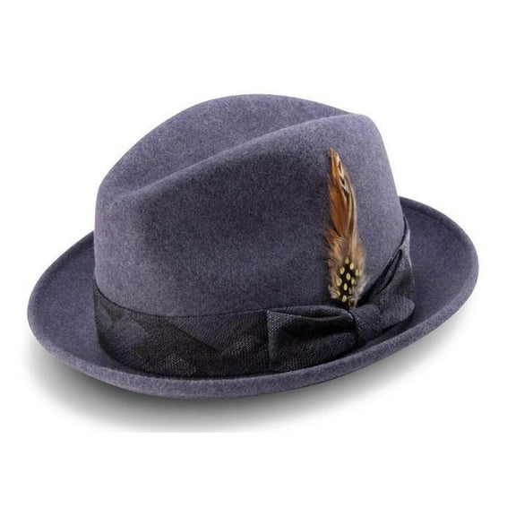 Montique Men's Fashion Bogart Fedora Hat 2 1/4 Inch Wide Brim Color Grape H-2002