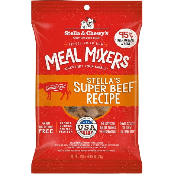 Stella & Chewy's Freeze-Dried Raw Meal Mixers Dog Food Topper - Stella's Super Beef Recipe - 1 Ounce Bag