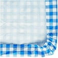 thumbnail image 2 of Violet Linen Deluxe Checkered Gingham Pattern, Vinyl Tablecloth Elestic, Polyester Flannel Backed Lining, Blue, 28 x 72 Inch, 3-Piece Set, Picnic Table and Bench Fitted Table Cover, 2 of 6