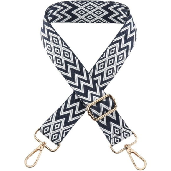 Nvzi Correa de bolso de hombro bordada de longitud ajustable de 11 a 51 pulgadas, correa de billetera, correa de bolso cruzado, accesorios para bolso (negro)