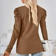 thumbnail image 7 of WREESH Womens Fashion Dressy Tops Solid Color Jacquards Round -Neck Long Sleeve Loose T-Shirt Pullover Coffee, 7 of 7
