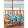 thumbnail image 2 of Outdoor Tablecloth with Umbrella Hole for Patio/Picnic/Party/Camping, Ombre Teal Blue Waterproof Table Cloth Rectangle Table Cover Washable, Modern Abstract Waves Morocco Striped (52"x 70"), 2 of 8
