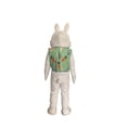thumbnail image 4 of Easter Bunny Mascot Costume with Decorative Vest, White Plush Full Body Suit with Pink Ears and Yellow Bow Tie, 4 of 5