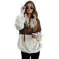 thumbnail image 6 of Aosijia Women Sweatshirt Rope Hooded Sweatshirt Winter Warm Solid Splicing Jacket Coat Wool Hoodie Gray L, 6 of 8