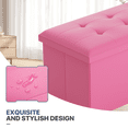 thumbnail image 5 of MoNiBloom 30" Folding Storage Ottoman Bench, PU Leather Collapsible Footrest Ottoman with Storage, for Living Room Bedroom Entryway, Dark Pink, 5 of 8