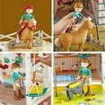 thumbnail image 6 of Hape: Pony Club Ranch - Wooden 2 Level Barn Dollhouse, White & Red, Horse & Rider Figures, Open & Reveal, Rope Handle, 13.8"x11.4"x9.4", Kids Ages 3+, 6 of 11