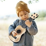 FAMTKT 9.92 Inch Kids Guitar Ukulele - 4 Strings Ukulele Musical Instruments Educational Toy Mini Guitar Toddler Toys for Boys and Girls Kids Toys (Beige)