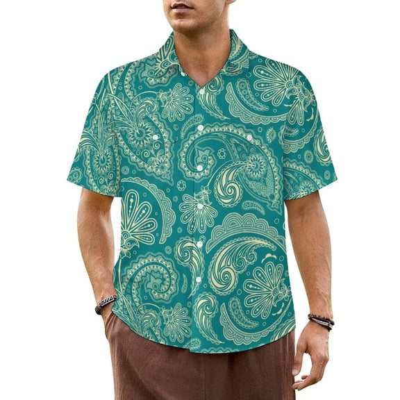 Purple Paisley Print Beach Shirt Psychedelic Hippie Hawaiian Casual Shirts Male Novelty Bl