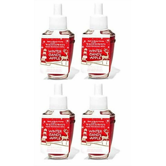 Bath and Body Works 4 Pack Winter Candy Apple Wallflowers Fragrance Refill 0.8 Oz.