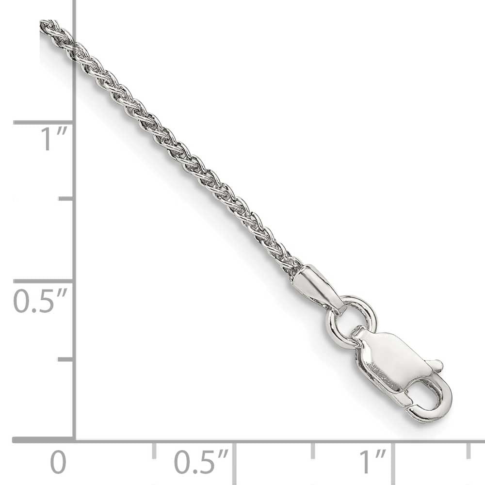 Finest Gold Sterling Silver 1.5 mm Round Spiga Chain Anklet