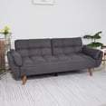 thumbnail image 5 of 75 Inch Flared Arm Convertible Sleeper Sofa Loveseat to Twin Size Bed Dark Gray, 5 of 10