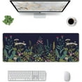 thumbnail image 3 of Flower Extended Gaming Mouse Pad Abstract Black Desk Mat 31.5x11.8 Inch Floral Texture Non-Slip Rubber Base Weeds Mousepad Stitched Edges Keyboard Mouse Mat Desk Pad for Office Home Game, 3 of 6