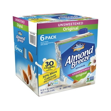 (6 pack) Almond Breeze Unsweetened Original Almond Milk, 32 fl oz
